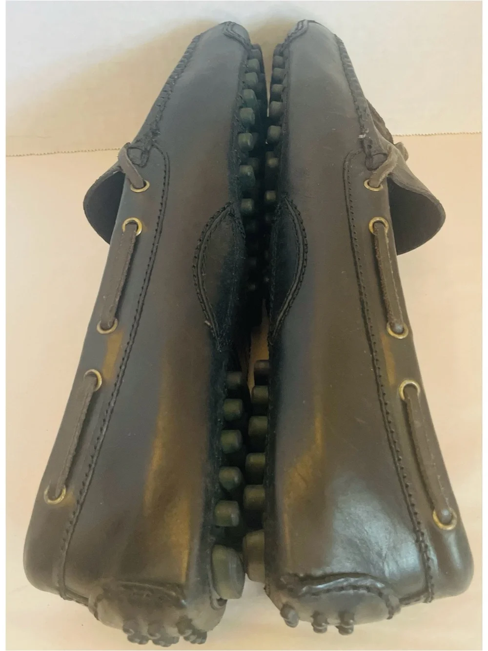 Cole Haan Mens Boat Shoes Slip On Loafers Real Black Leather Moccassins Size 8